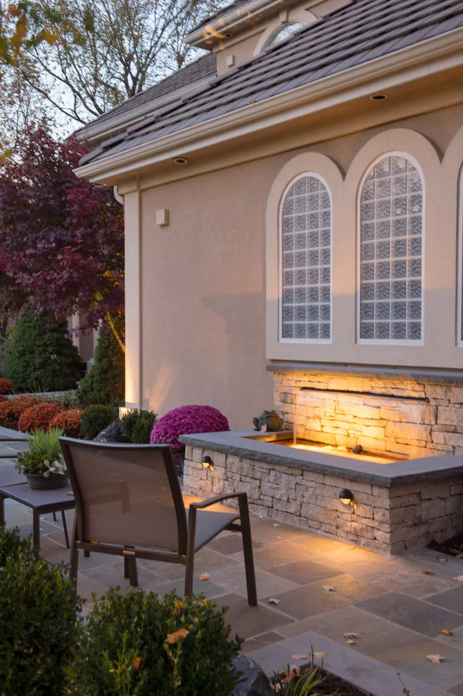 Kowalik Front Entryway with Fountain by Maverick Landscaping, Porch And Patio - Photo 16