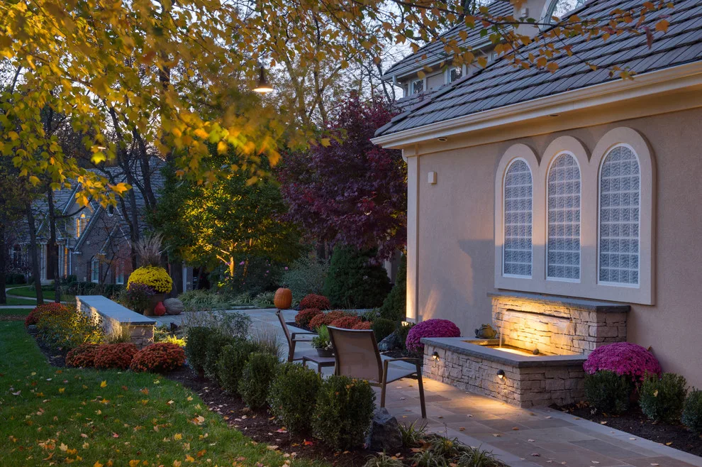 Kowalik Front Entryway with Fountain by Maverick Landscaping, Porch And Patio - Photo 81