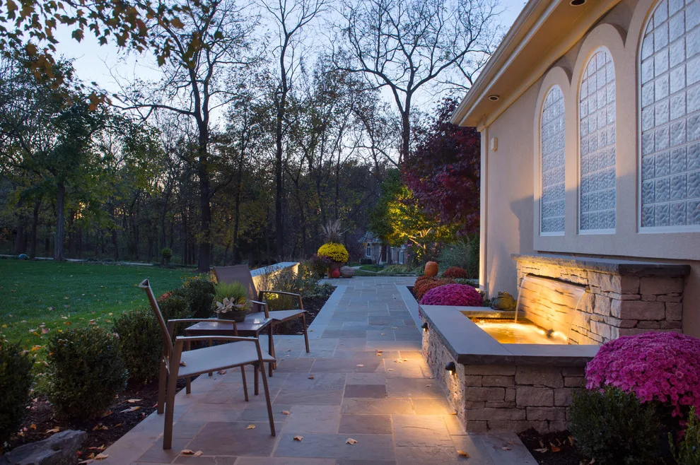 Kowalik Front Entryway with Fountain by Maverick Landscaping, Porch And Patio - Photo 59