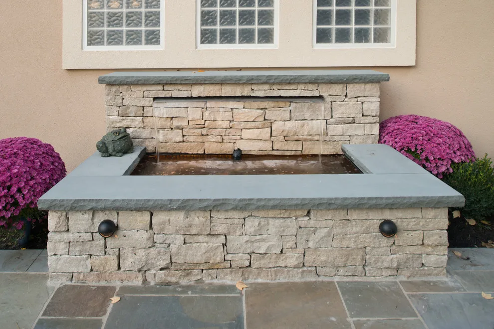 Kowalik Front Entryway with Fountain by Maverick Landscaping, Porch And Patio - Photo 63