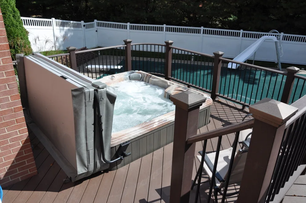 Greensberg Deck, Pavilion, Fireplace, and Spa Area by Karl Steinmetz Landscape Architect - Photo 5