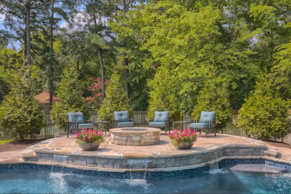 Patio with Pool and Fire Pit Shelter by Covenant Pool And Landscape - Photo 2