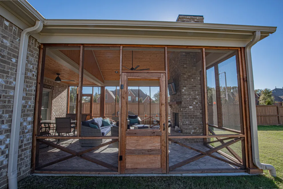Porch with Fireplace Installation in Collierville, TN by Covenant Pool And Landscape - Photo 6