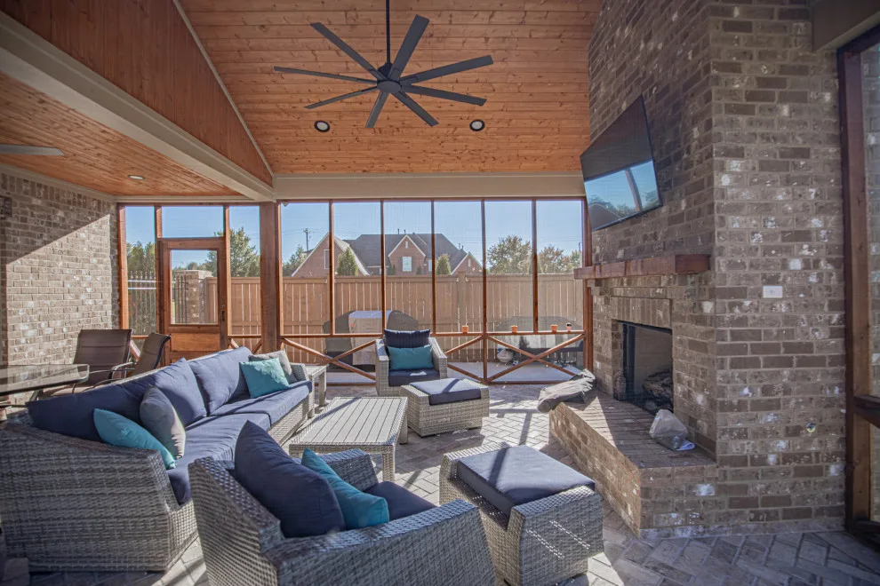 Porch with Fireplace Installation in Collierville, TN by Covenant Pool And Landscape - Photo 4