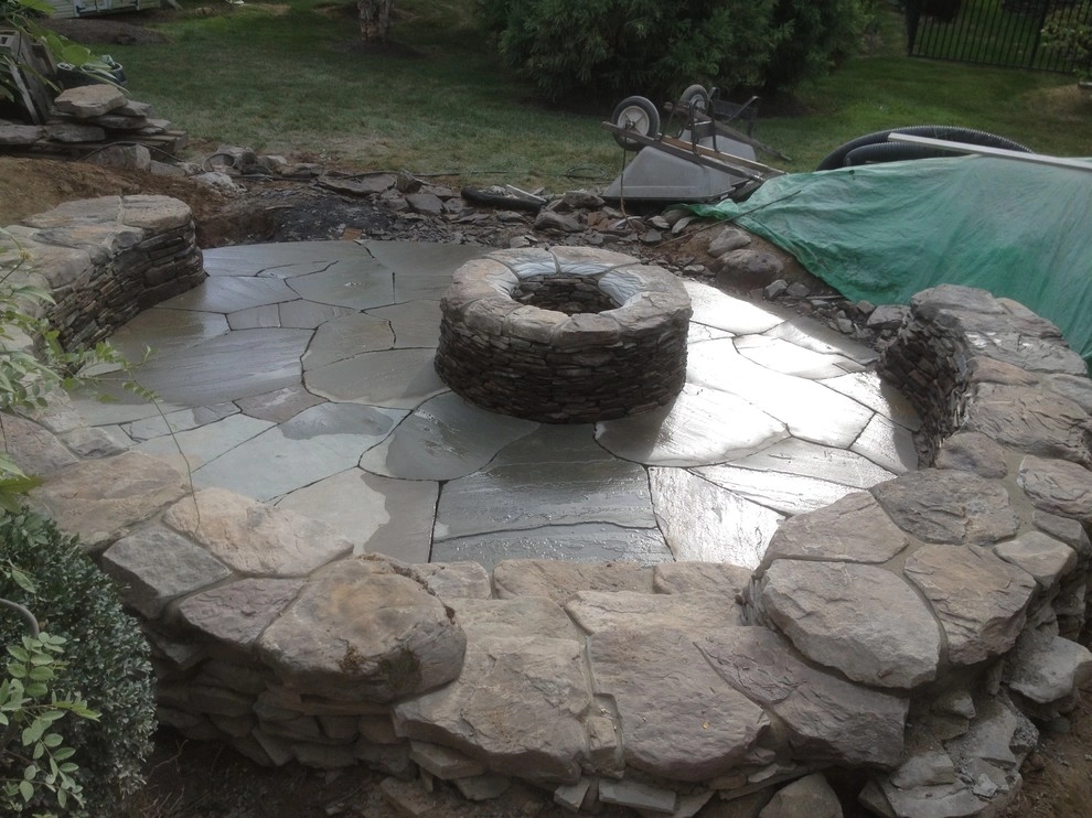 Flagstone and Fieldstone Firepit by Christopher A. Zeek LandscapeDesign&Construction - Photo 10
