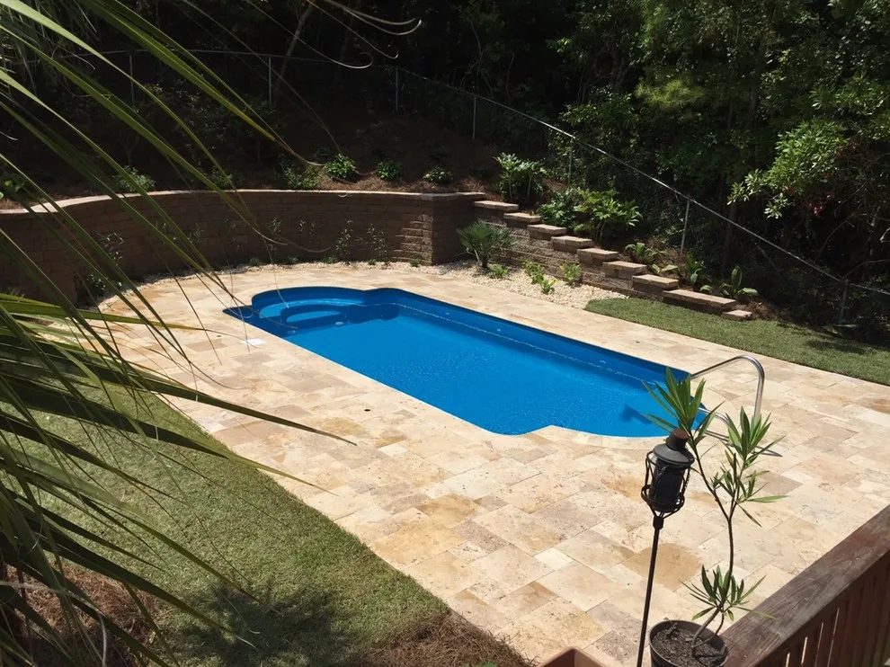 Retaining Wall and Landscaping for Travertine Pool Deck by Yardworks, Inc. - Photo 7