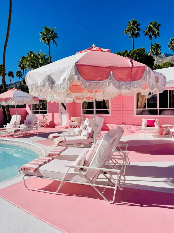 Trixie Motel Pink Candy Outdoor Umbrella by Boxhill - Photo 2