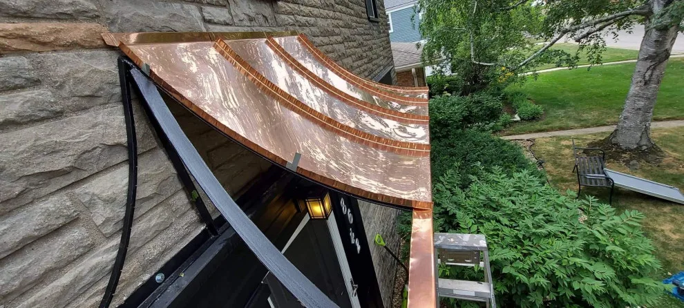Copper canopy for doors by Optimal Copper Gutters & Roof Chicago - Photo 6