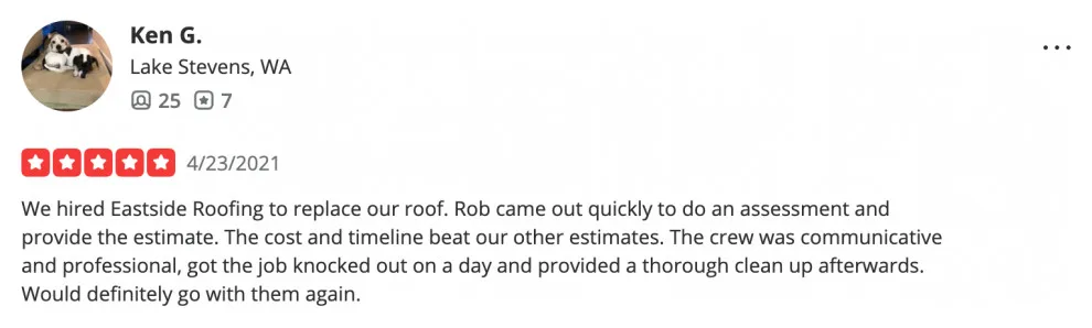 Client Feedback by Eastside Roofing Inc - Photo 5
