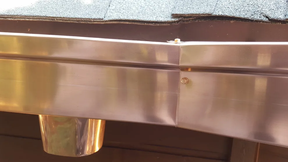 Sustainable Copper Box Gutter and Round Copper Downspout by Precision Seamless Gutters LLC - Photo 3