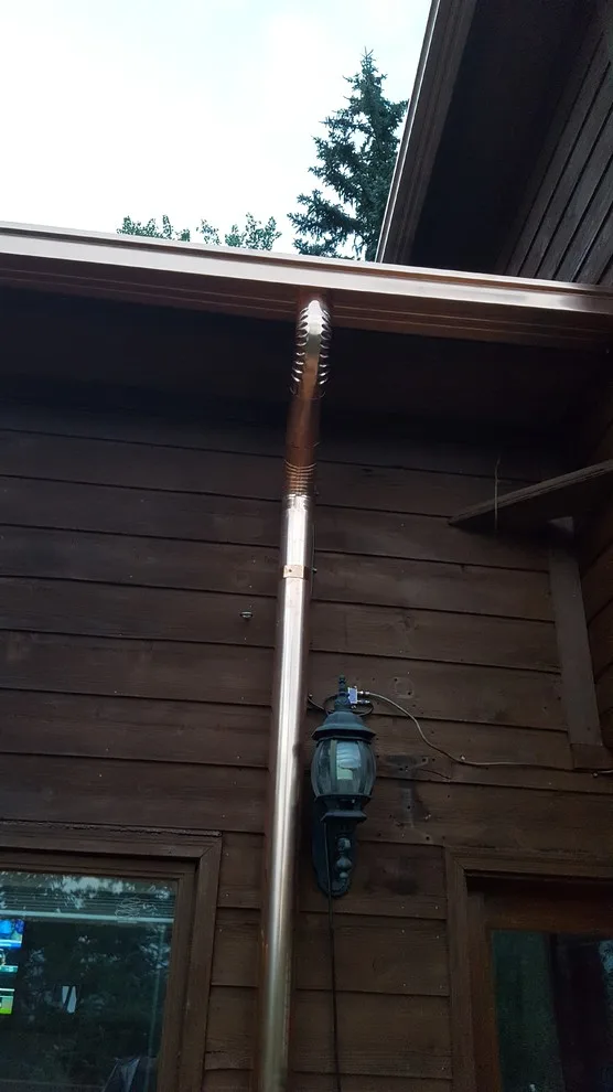 Sustainable Copper Box Gutter and Round Copper Downspout by Precision Seamless Gutters LLC - Photo 8