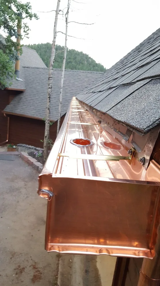 Sustainable Copper Box Gutter and Round Copper Downspout by Precision Seamless Gutters LLC - Photo 11