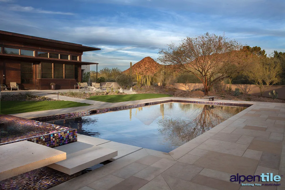 Contemporary Pool with Infinity Spa by Red Rock Design-Build And Red Rock Pools And Spas - Photo 5