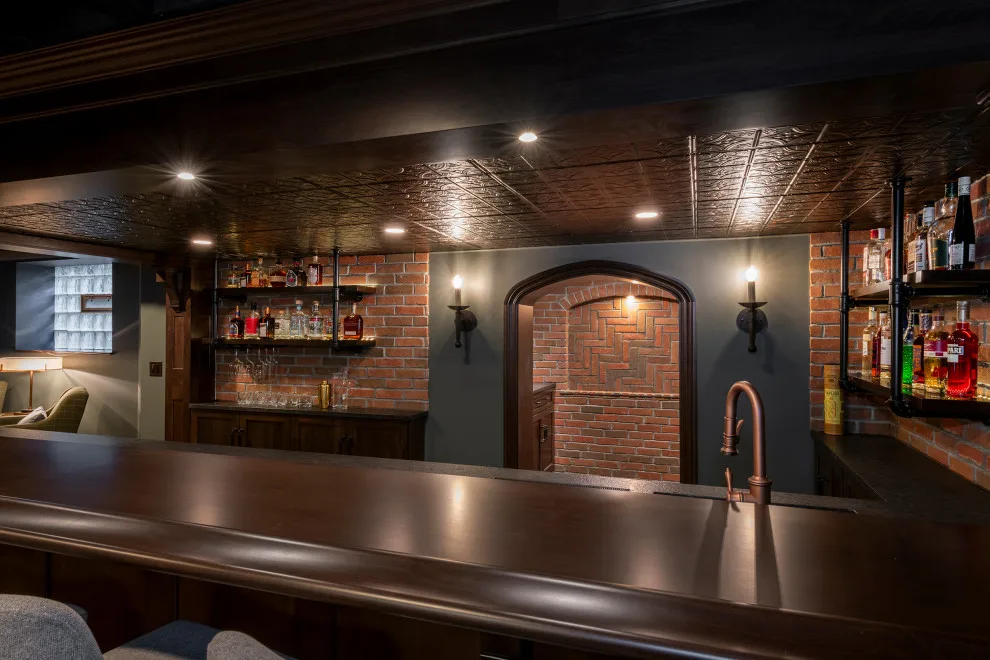 Akron Basement Renovation Featuring a Comfortable Media Space and Custom Bar by Hurst Design Build Remodel - Photo 7
