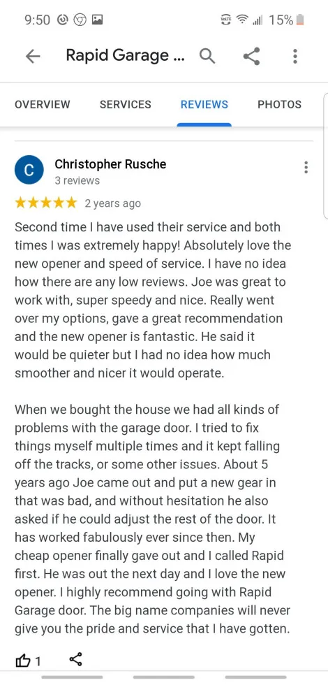 Customer Feedback by Rapid Garage Door Service - Photo 17