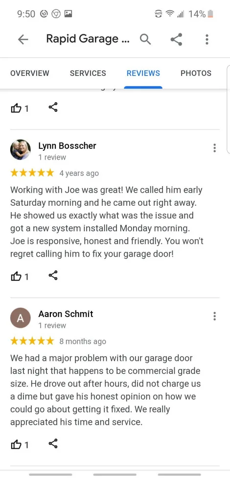 Customer Feedback by Rapid Garage Door Service - Photo 5