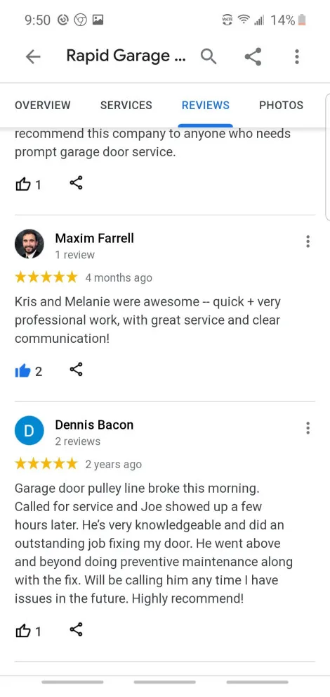 Customer Feedback by Rapid Garage Door Service - Photo 56