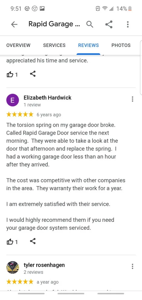 Customer Feedback by Rapid Garage Door Service - Photo 27
