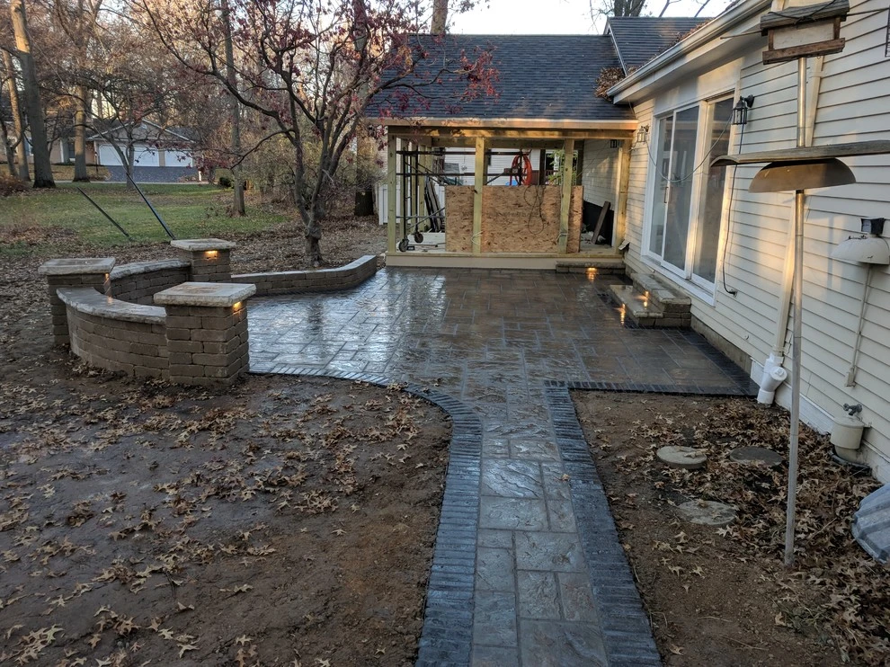 Valparaiso Backyard Patio with Landscape Lighting by NWI Patio Pros - Photo 6