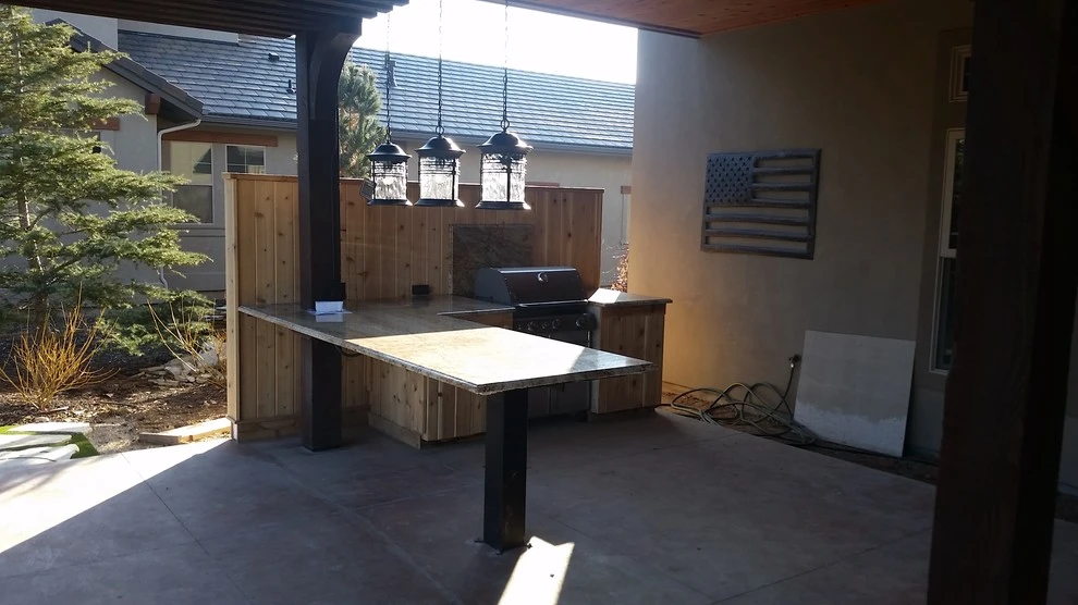 Outdoor kitchen, patio and trellis by Think Green, Inc. - Photo 8