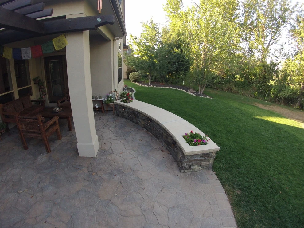 Cedar Pergola with Stone Seating by TLC Landscape - Photo 20