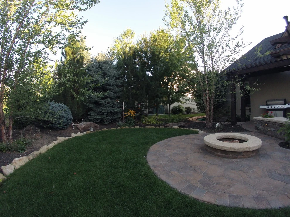 Cedar Pergola with Stone Seating by TLC Landscape - Photo 18