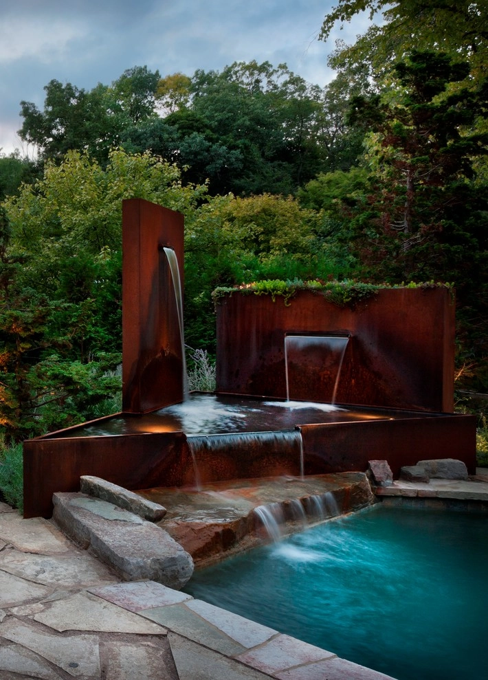 Corten and Stone Water Feature by Daryl Toby - AguaFina Gardens International - Photo 6
