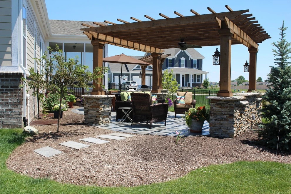Firelit Masonry Outdoor Space and Dining Area (Fishers, IN) by BPI Outdoor Living - Photo 6