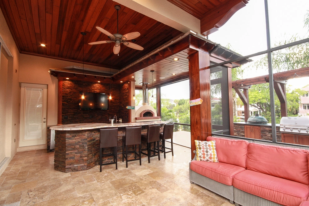 Siesta Key outdoor kitchen, bar, pizza oven by Design Scapes - Photo 2
