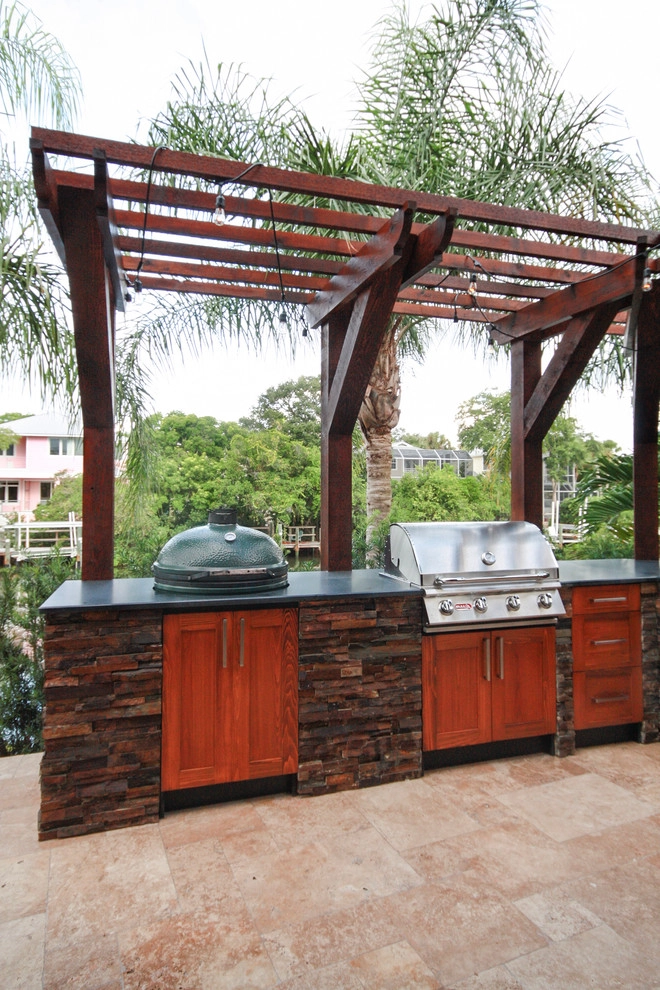 Siesta Key outdoor kitchen, bar, pizza oven by Design Scapes - Photo 6