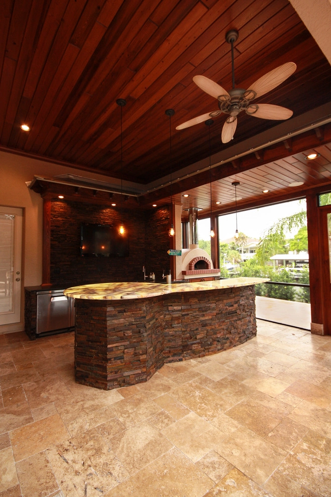 Siesta Key outdoor kitchen, bar, pizza oven by Design Scapes - Photo 9