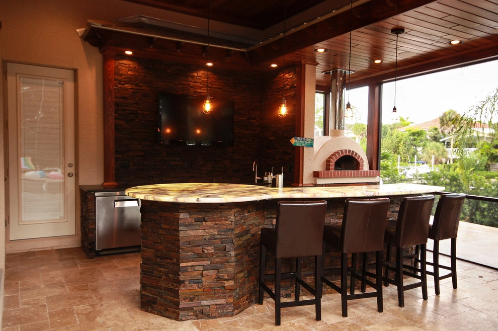Siesta Key outdoor kitchen, bar, pizza oven by Design Scapes - Photo 3