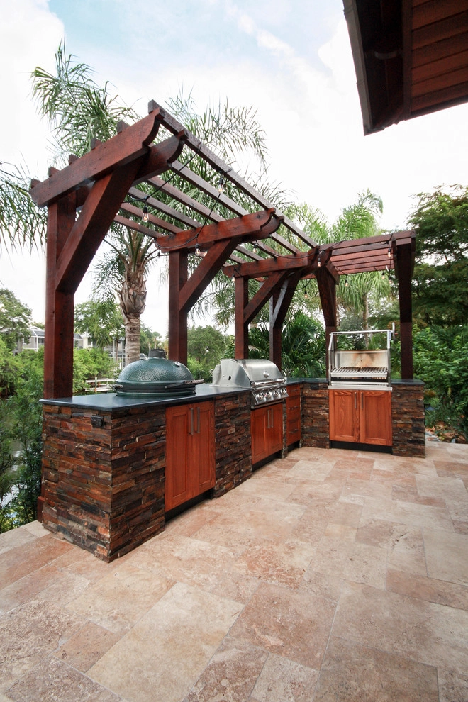 Siesta Key outdoor kitchen, bar, pizza oven by Design Scapes - Photo 7
