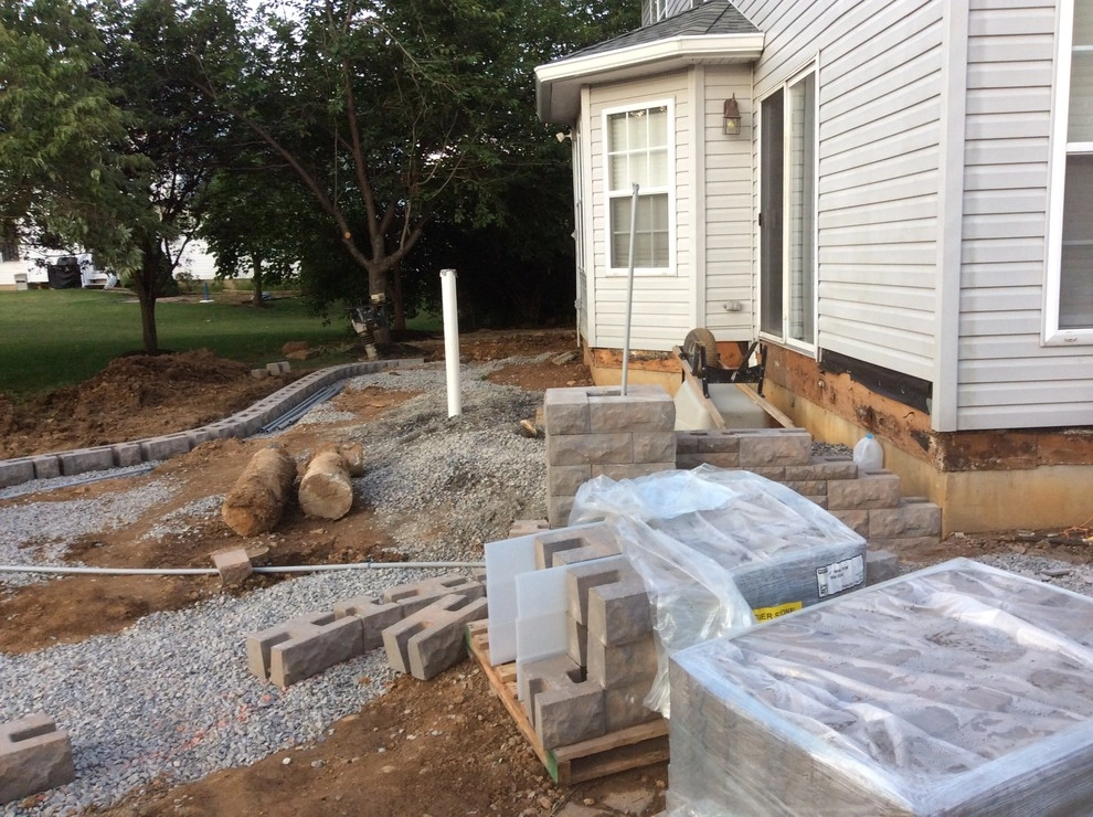 Mendham, NJ. Replacing an Old Deck with a New Raised Stone Patio by Earth, Turf & Blooms - Photo 5