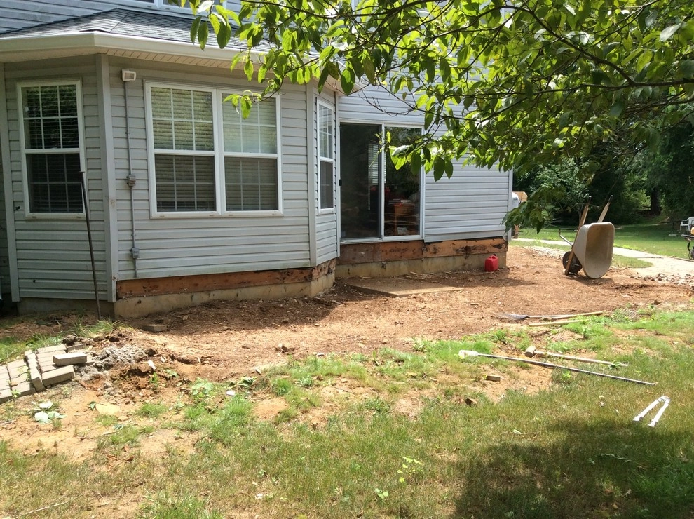 Mendham, NJ. Replacing an Old Deck with a New Raised Stone Patio by Earth, Turf & Blooms - Photo 2