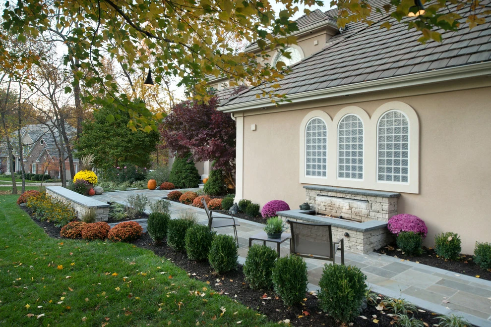 Kowalik Front Entryway with Fountain by Maverick Landscaping, Porch And Patio - Photo 89