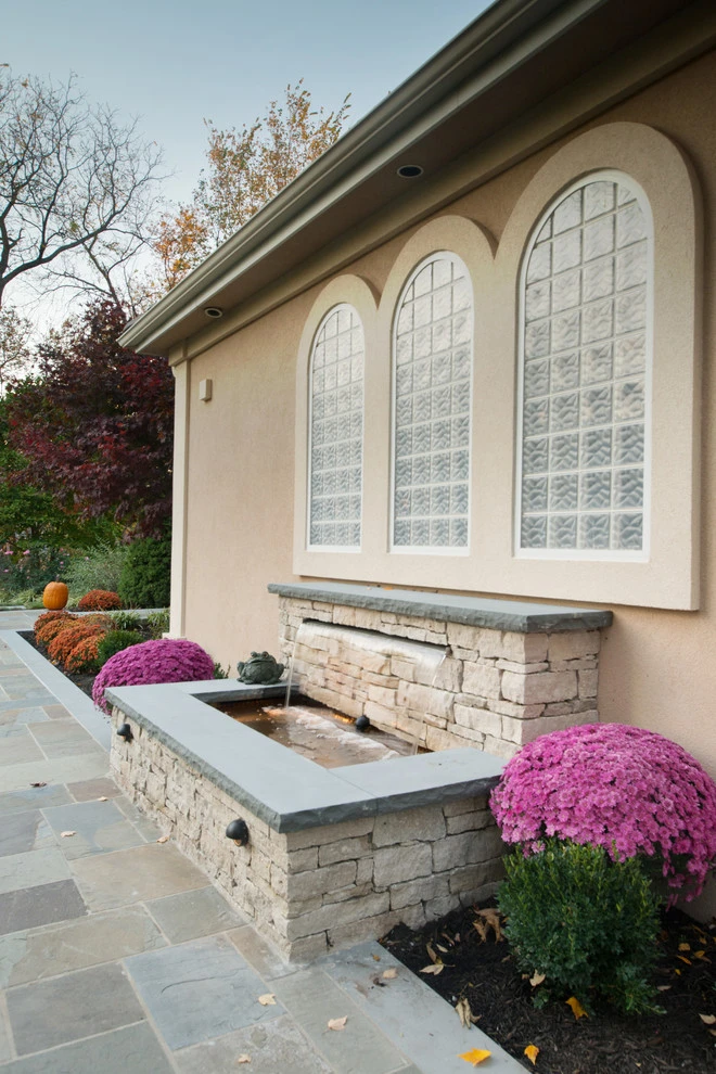 Kowalik Front Entryway with Fountain by Maverick Landscaping, Porch And Patio - Photo 14