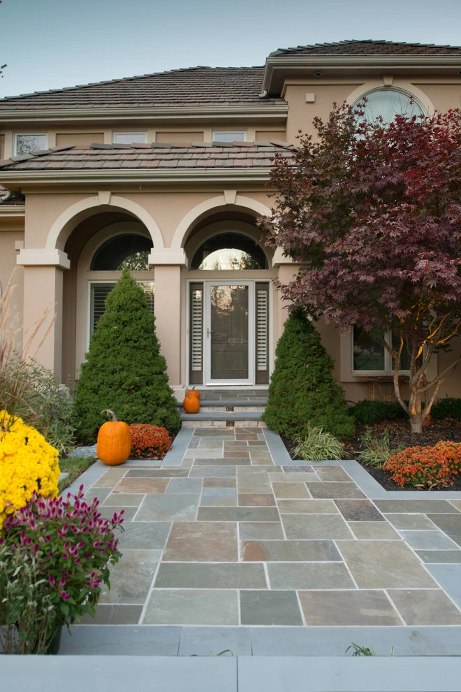 Kowalik Front Entryway with Fountain by Maverick Landscaping, Porch And Patio - Photo 44