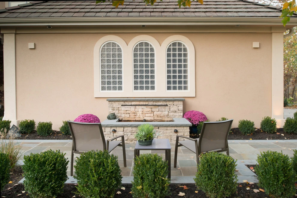 Kowalik Front Entryway with Fountain by Maverick Landscaping, Porch And Patio - Photo 49