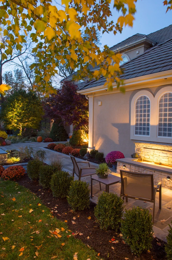 Kowalik Front Entryway with Fountain by Maverick Landscaping, Porch And Patio - Photo 66