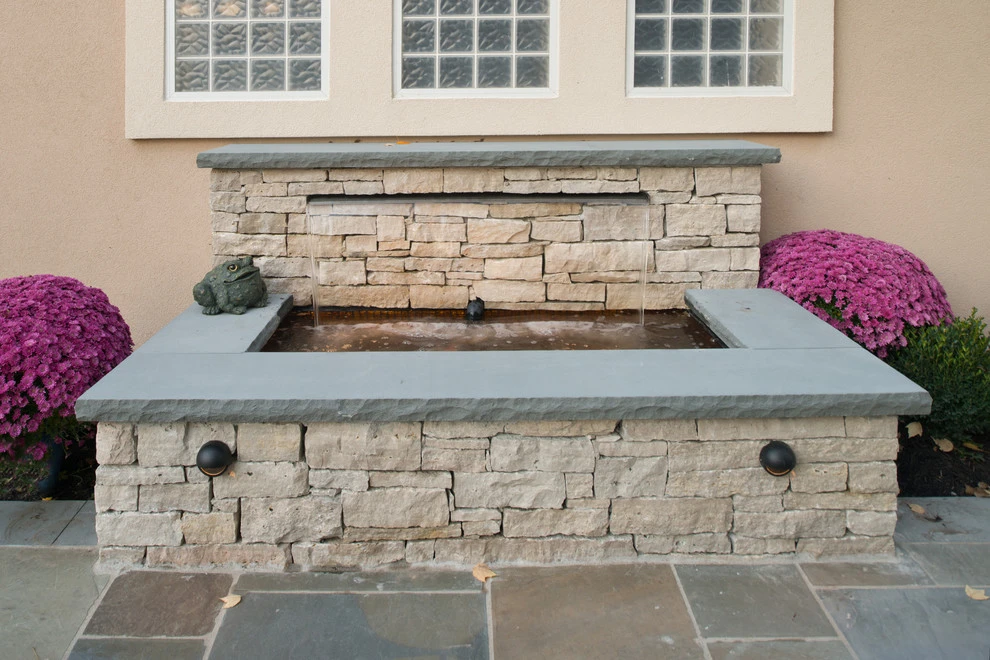 Kowalik Front Entryway with Fountain by Maverick Landscaping, Porch And Patio - Photo 78