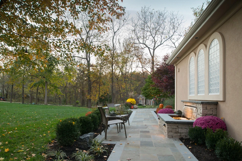 Kowalik Front Entryway with Fountain by Maverick Landscaping, Porch And Patio - Photo 25