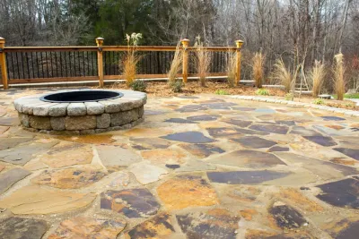 Patio & Fire Pit — Landscape Construction project by Lambs Lawn Service & Landscaping in Floyds Knobs