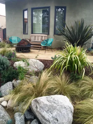 Drought Tolerant Front Patio by Gravel And Green