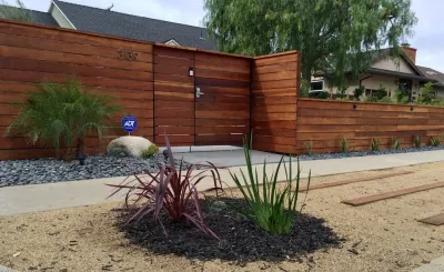 Wood Fence with Private Interior Garden — Landscape Design project by Gravel And Green in Los Angeles