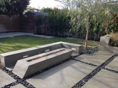 Contemporary Cement Firepit — Landscape Design project by Gravel And Green in Los Angeles