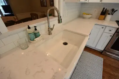 Arlington, VA Ice White Shaker Kitchen and Powder Room Renovation by WISA Solutions