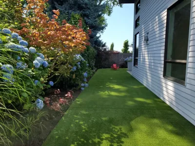 New turf to create kid friendly space — Landscape Design project by Grounded Landscape Design