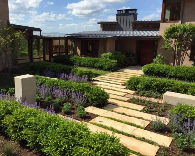 Modern Farm Courtyard — Landscape Design project by Grounded