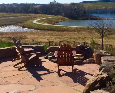 LaVista Stone Patio with a View by Hardscape Contractors